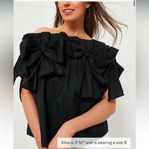 Black Bows Off the Shoulder Linden Blouse